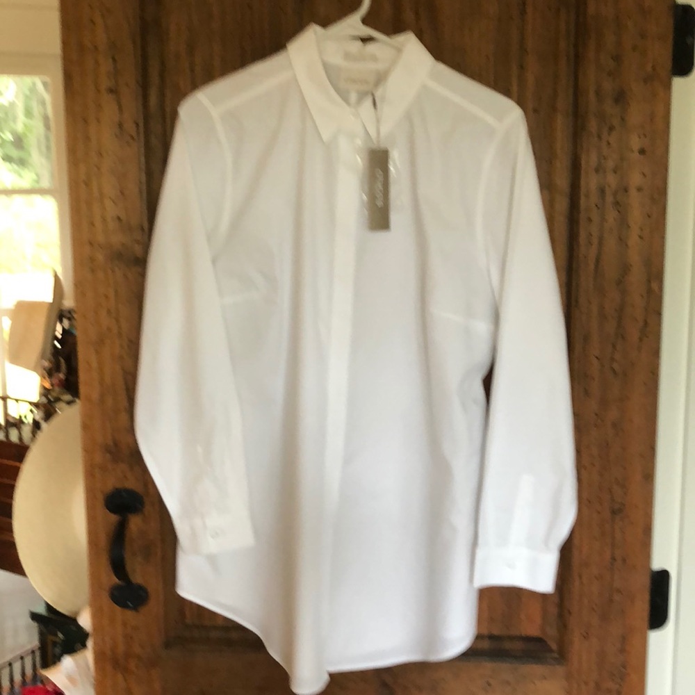 Chico’s effortless cotton optic white blouse